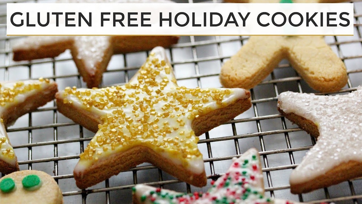 gluten free holiday cookie assortment on baking tray