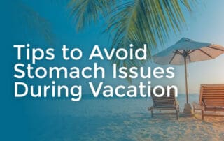 tips to avoid stomach issues during vacation beach background